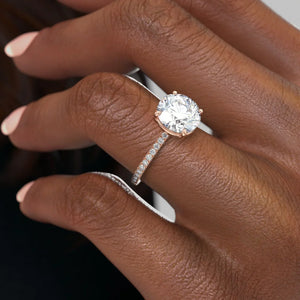 The Pave Eleanor Set With A 3 Carat Round Moissanite
