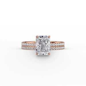 The Pave Eleanor Set With A 5 Carat Radiant Moissanite