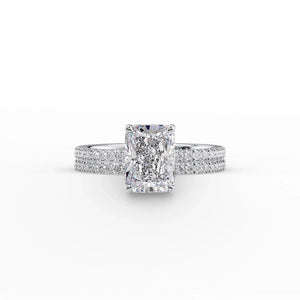 The Pave Eleanor Set With A 2 Carat Radiant Moissanite
