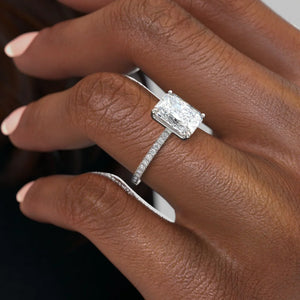 The Pave Eleanor Set With A 5 Carat Radiant Moissanite