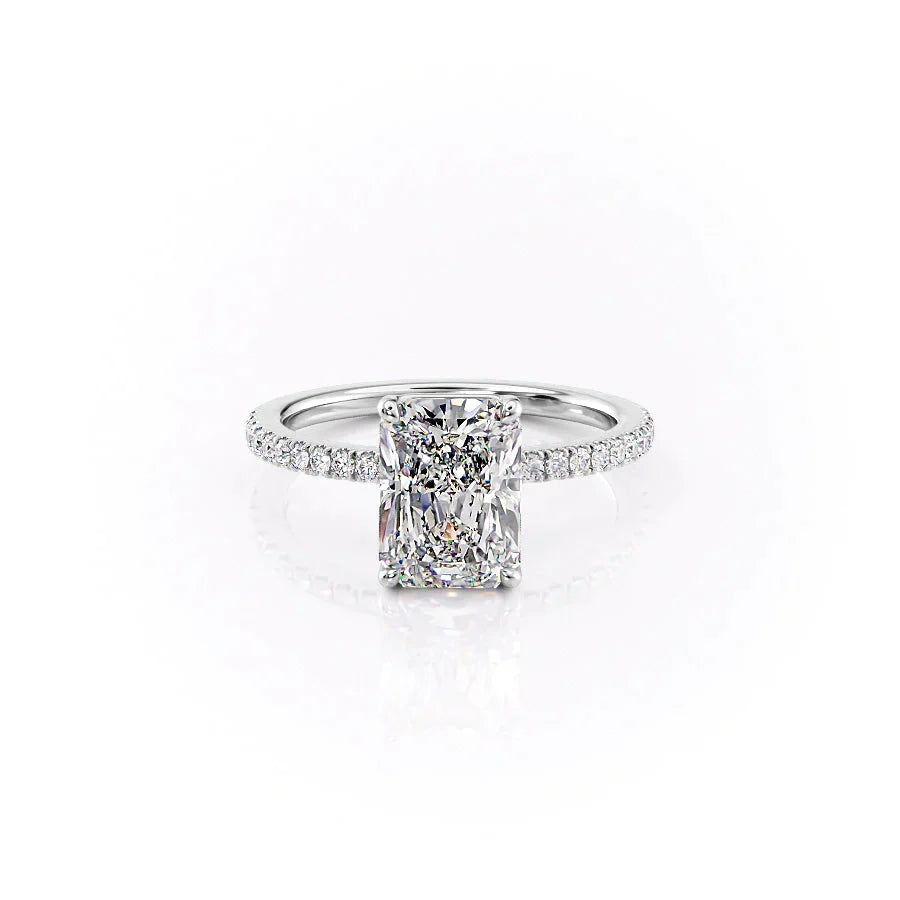 The Pave Eleanor Set With A 1 Carat Radiant Moissanite