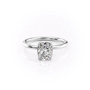 The Alison Set With A 2 Carat Elongated Cushion Moissanite
