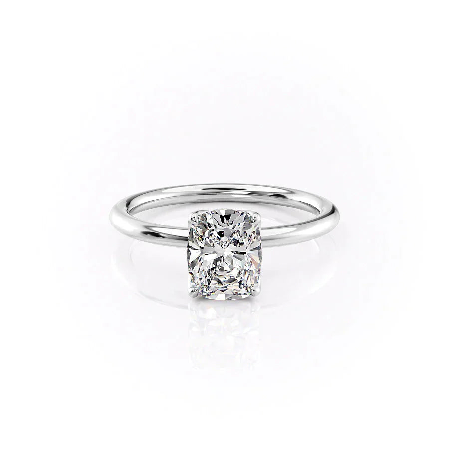 The Alison Set With A 1 Carat Elongated Cushion Moissanite