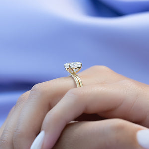The Alison Set With A 3 Carat Elongated Cushion Moissanite