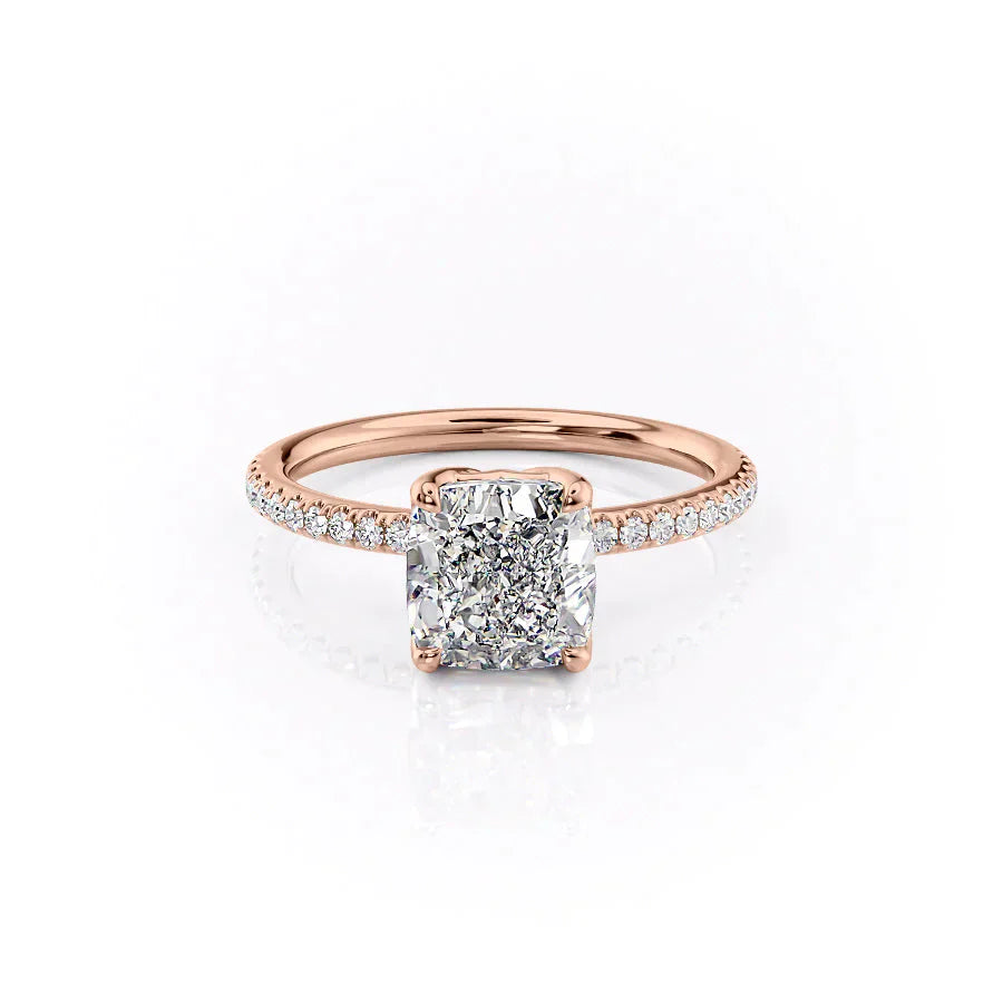The Pave Alison Set With A 1 Carat Cushion Lab Diamond