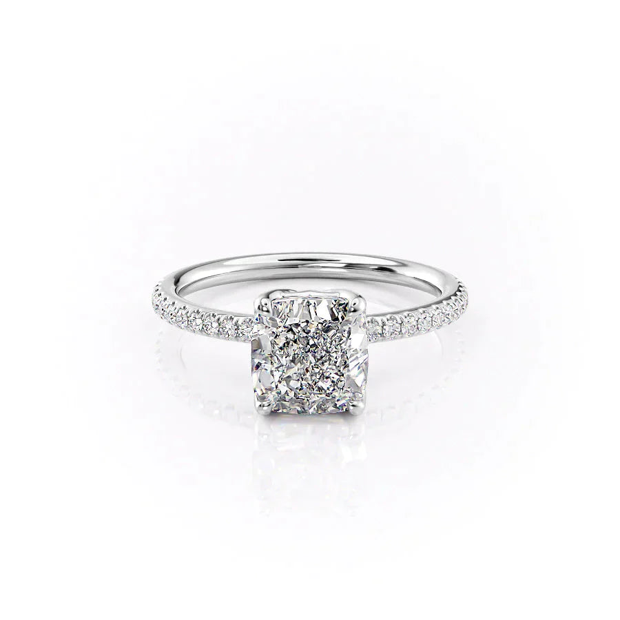 The Pave Alison Set With A 3 Carat Cushion Lab Diamond