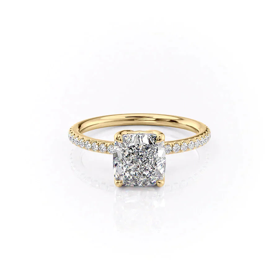 The Pave Alison Set With A 3 Carat Cushion Lab Diamond