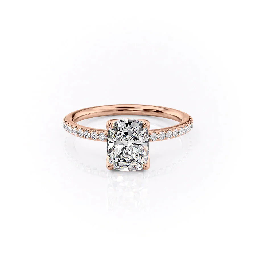 The Pave Alison Set With A 4 Carat Elongated Cushion Moissanite
