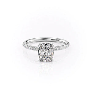 The Pave Alison Set With A 1.5 Carat Elongated Cushion Lab Diamond