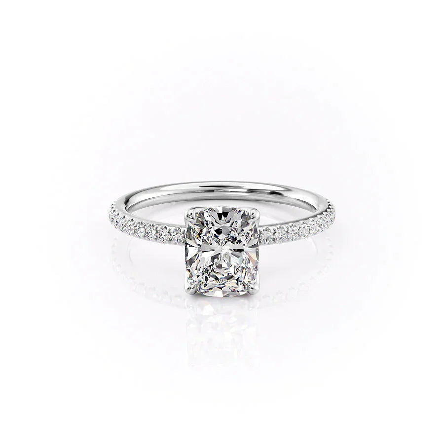 The Pave Alison Set With A 2.5 Carat Elongated Cushion Lab Diamond