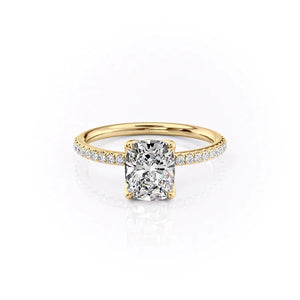 The Pave Alison Set With A 2 Carat Elongated Cushion Moissanite