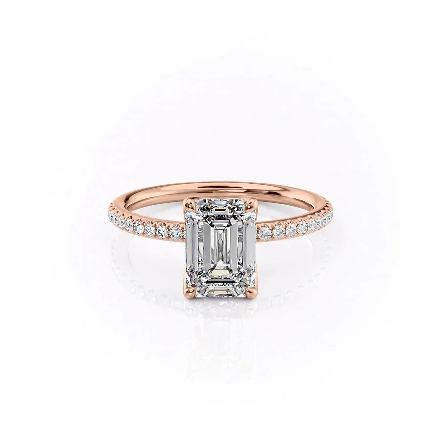 The Pave Alison Set With A 2 Carat Emerald Moissanite