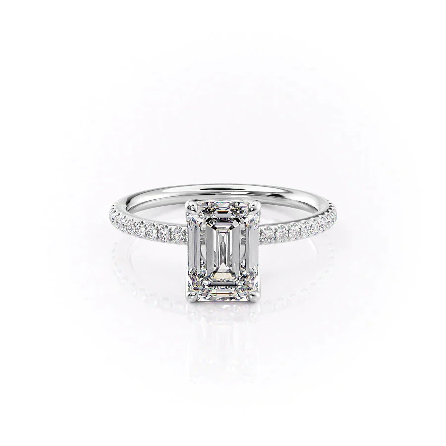 The Pave Alison Set With A 5 Carat Emerald Moissanite