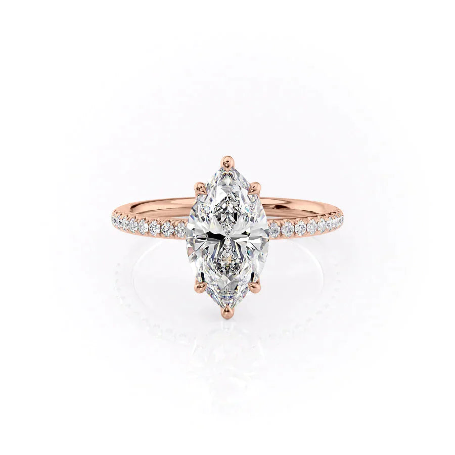 The Pave Alison Set With A 1 Carat Marquise Lab Diamond