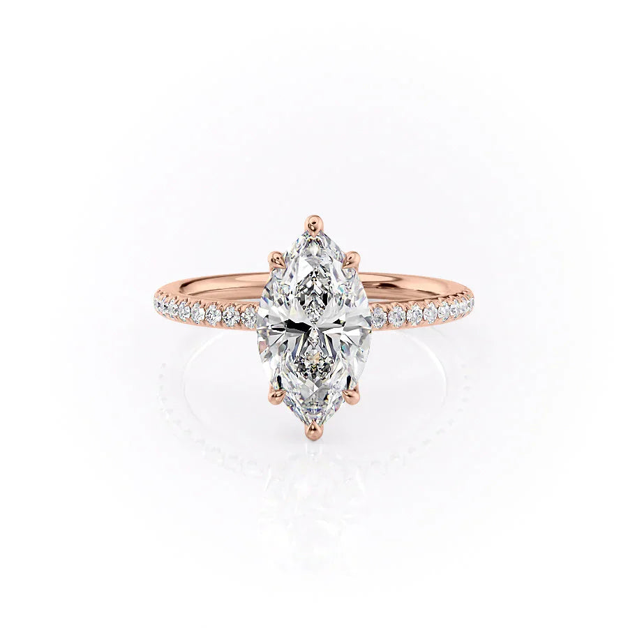 The Pave Alison Set With A 1 Carat Marquise Moissanite