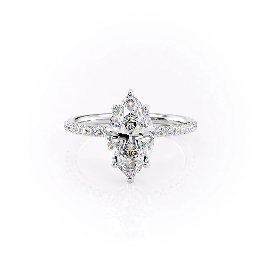 The Pave Alison Set With A 3 Carat Marquise Moissanite