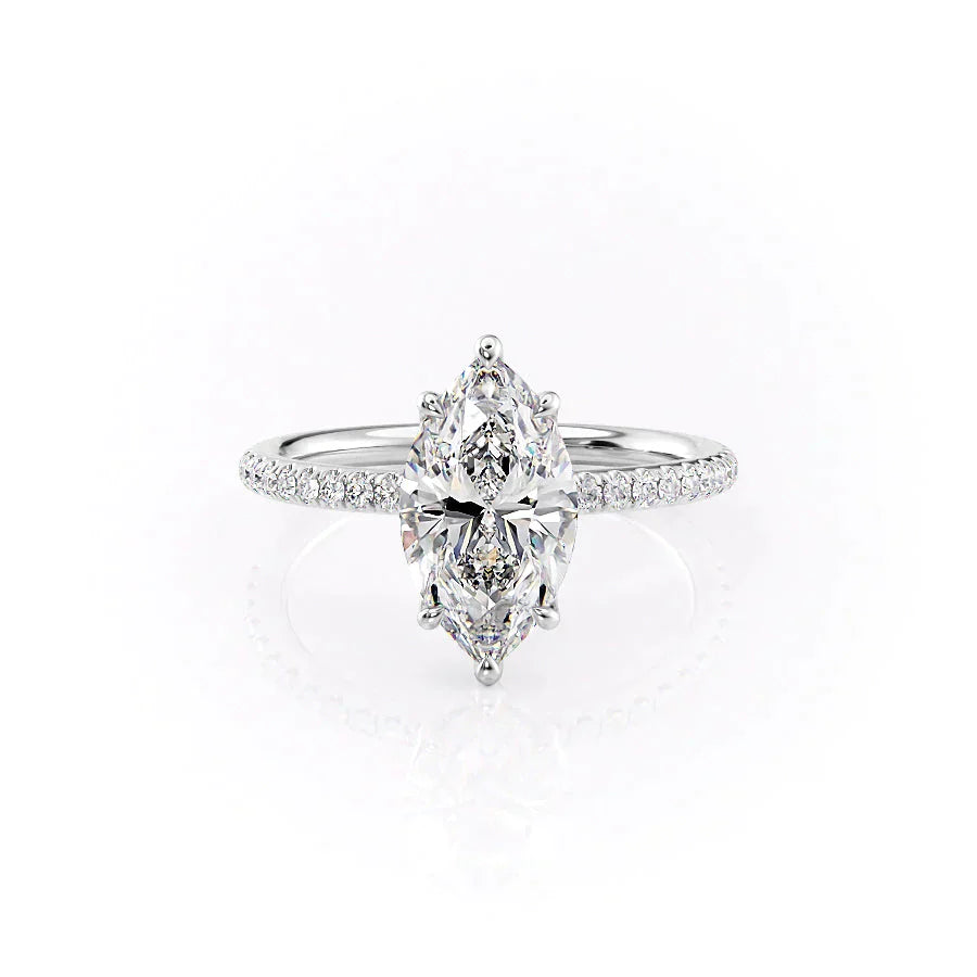 The Pave Alison Set With A 1 Carat Marquise Lab Diamond