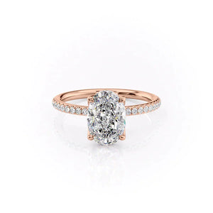 The Pave Alison Set With A 1 Carat Oval Lab Diamond