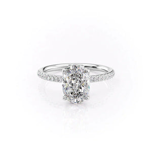 The Pave Alison Set With A 1 Carat Oval Lab Diamond