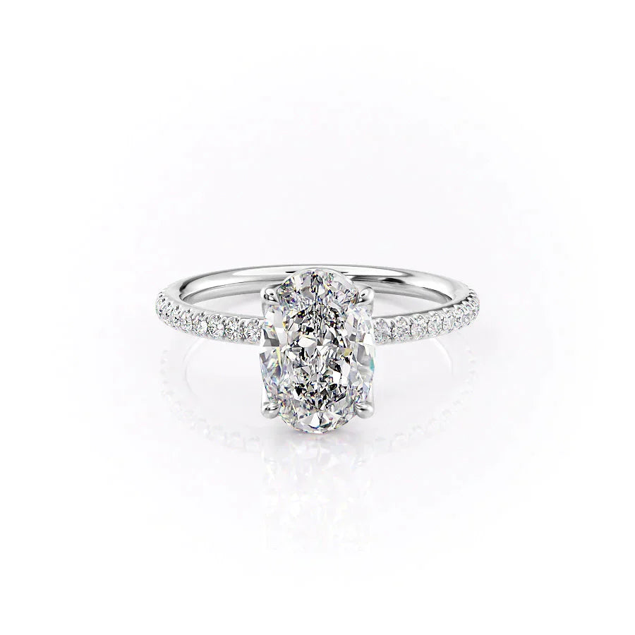 The Pave Alison Set With A 3 Carat Oval Moissanite