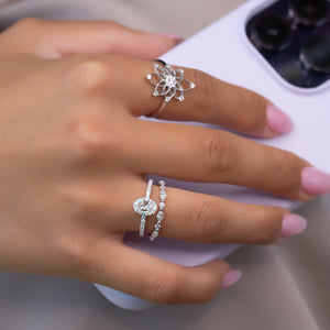 The Pave Alison Set With A 1 Carat Oval Lab Diamond