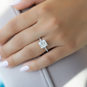 The Pave Alison Set With A 1 Carat Princess Lab Diamond