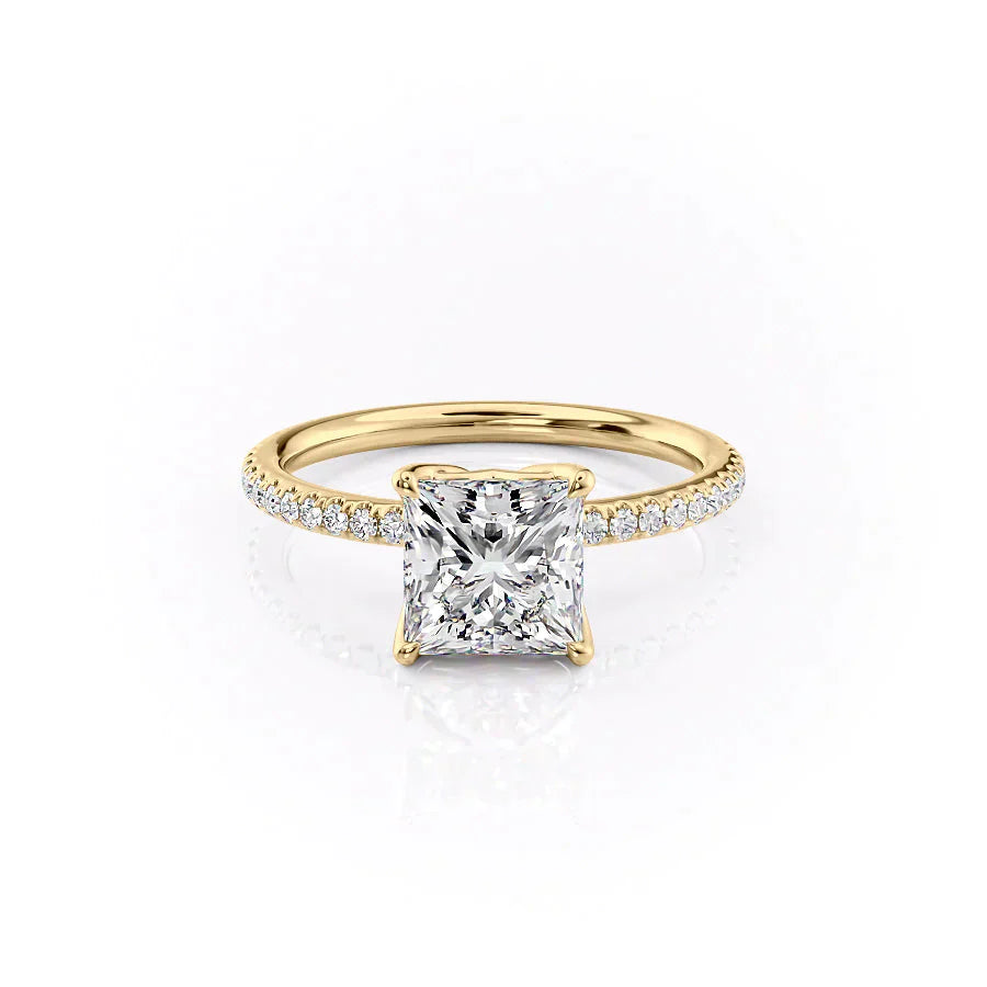 The Pave Alison Set With A 1.5 Carat Princess Lab Diamond