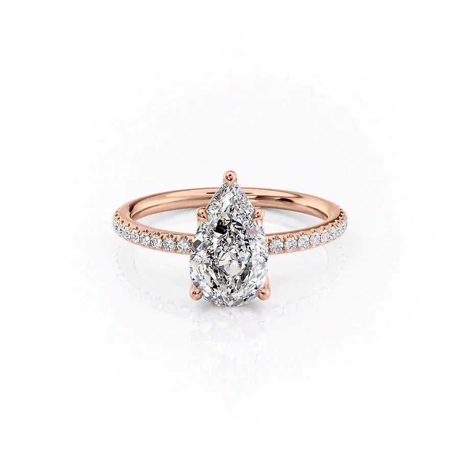 The Pave Alison Set With A 4 Carat Pear Moissanite