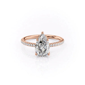 The Pave Alison Set With A 1 Carat Pear Lab Diamond
