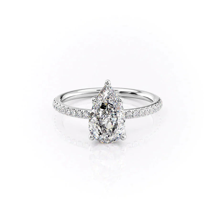 The Pave Alison Set With A 1.5 Carat Pear Lab Diamond