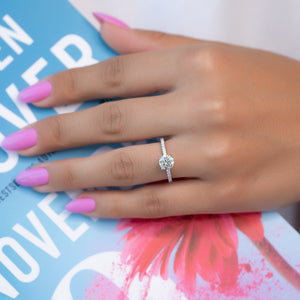The Pave Alison Set With A 1 Carat Round Lab Diamond