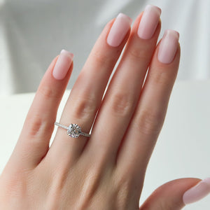 The Pave Alison Set With A 1 Carat Round Lab Diamond