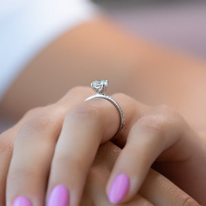 The Pave Alison Set With A 1 Carat Round Lab Diamond