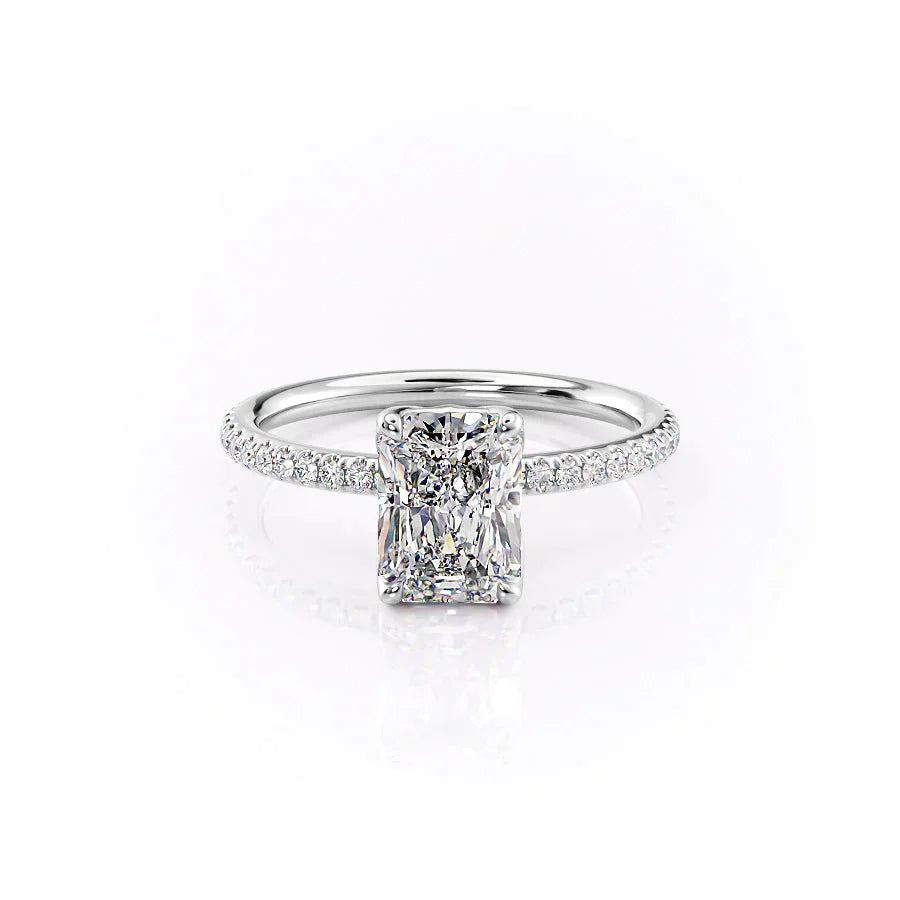 The Pave Alison Set With A 3 Carat Radiant Moissanite