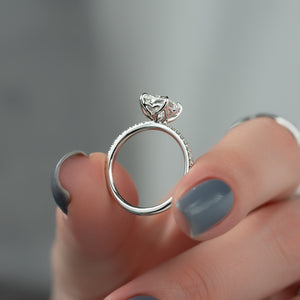 The Pave Alison Set With A 2.5 Carat Radiant Lab Diamond