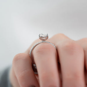 The Pave Alison Set With A 2.5 Carat Radiant Lab Diamond