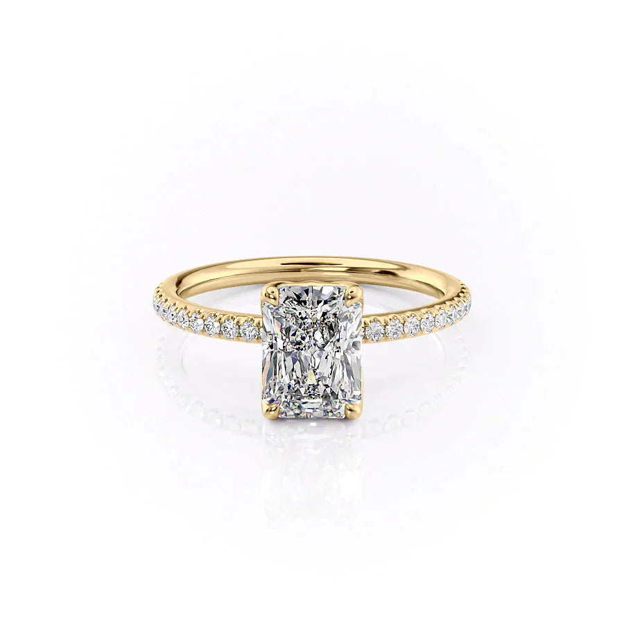 The Pave Alison Set With A 2 Carat Radiant Moissanite