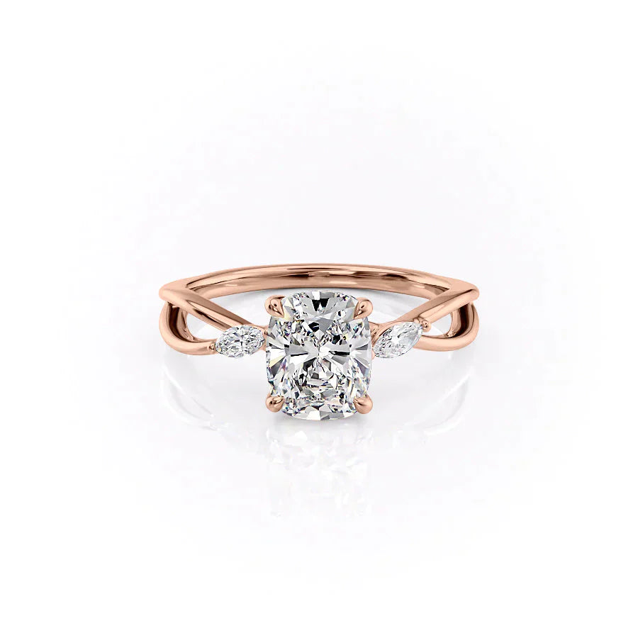 The Kelsey Set With A 1.5 Carat Elongated Cushion Moissanite