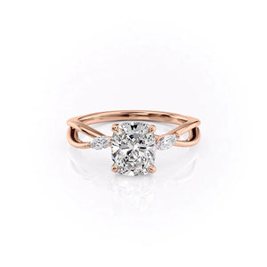 The Kelsey Set With A 1 Carat Elongated Cushion Moissanite