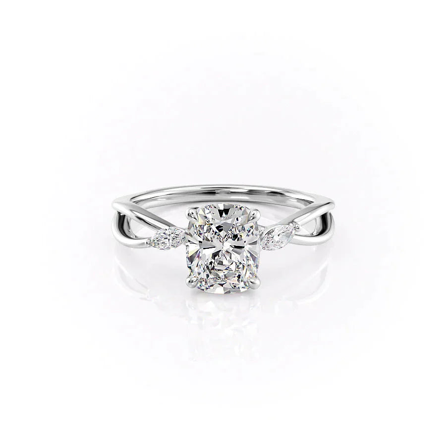 The Kelsey Set With A 1 Carat Elongated Cushion Lab Diamond