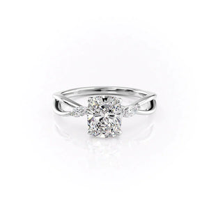 The Kelsey Set With A 3 Carat Elongated Cushion Moissanite