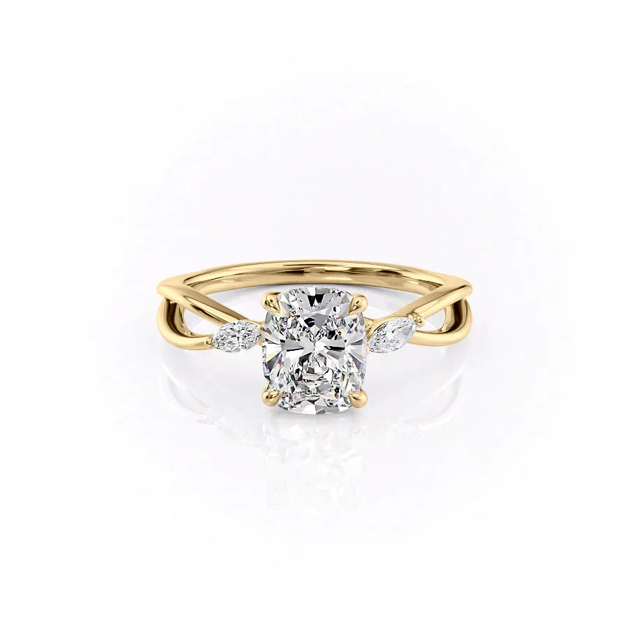 The Kelsey Set With A 3 Carat Elongated Cushion Lab Diamond