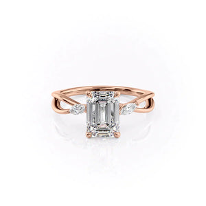 The Kelsey Set With A 1.5 Carat Emerald Lab Diamond