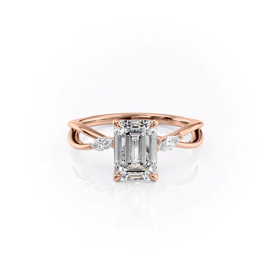 The Kelsey Set With A 1 Carat Emerald Moissanite