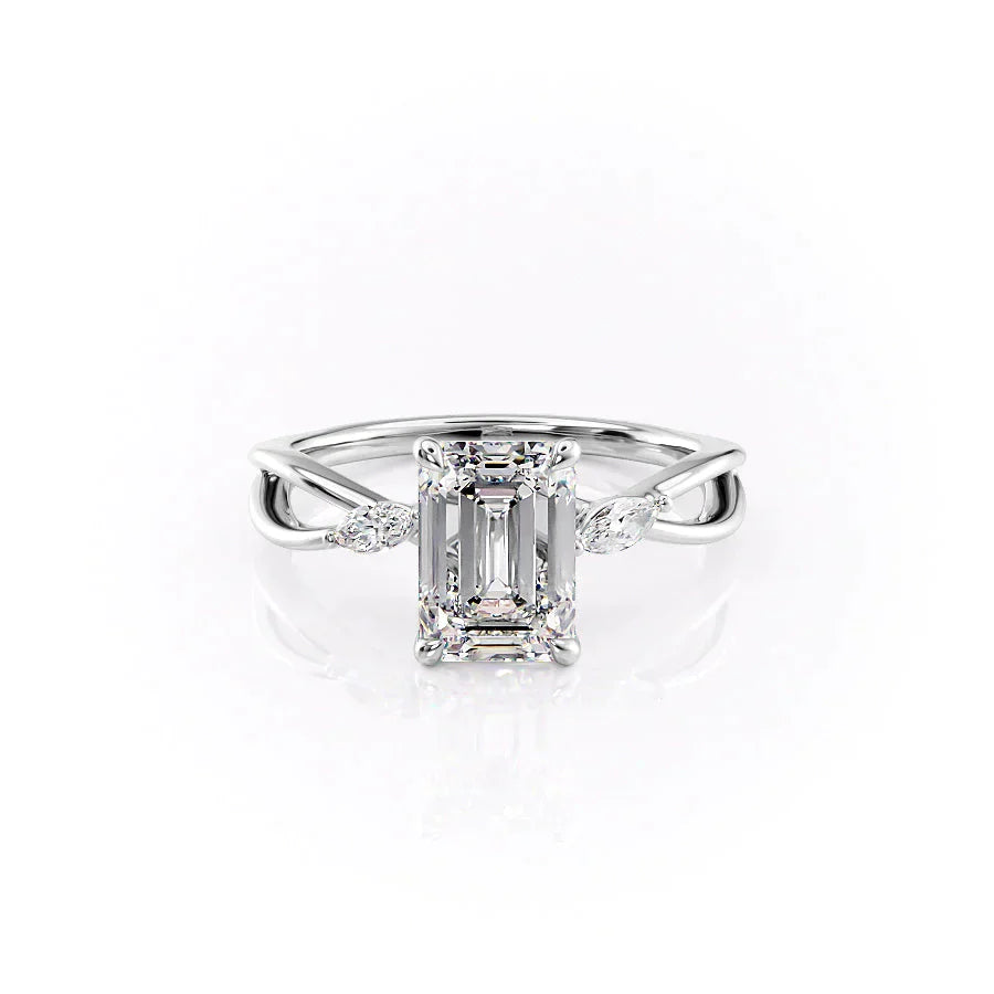 The Kelsey Set With A 4.5 Carat Emerald Moissanite