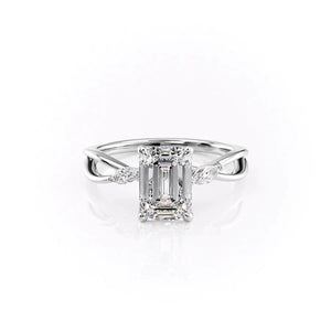 The Kelsey Set With A 2.5 Carat Emerald Moissanite