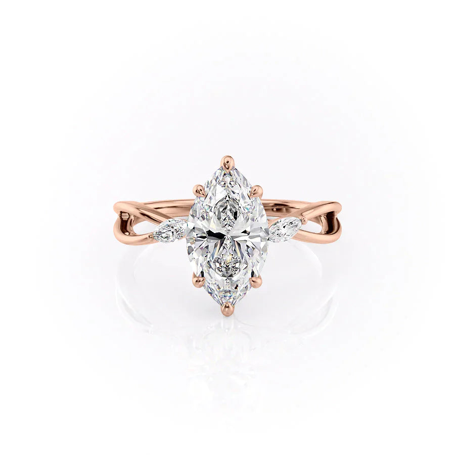 The Kelsey Set With A 2.5 Carat Marquise Moissanite