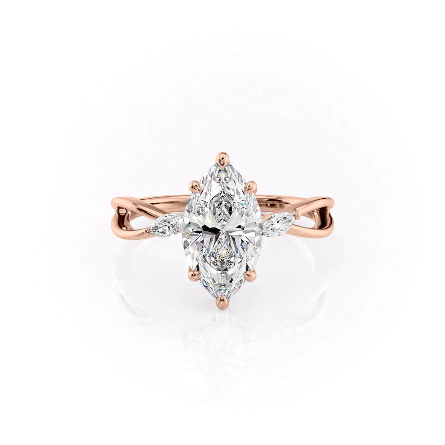 The Kelsey Set With A 3 Carat Marquise Lab Diamond