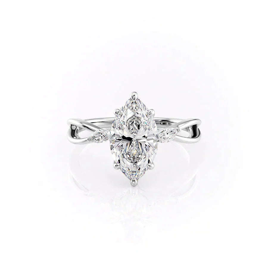 The Kelsey Set With A 1.5 Carat Marquise Lab Diamond