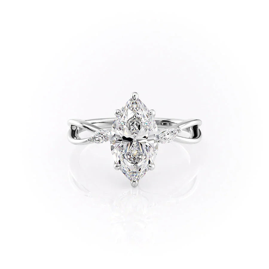 The Kelsey Set With A 4.5 Carat Marquise Moissanite